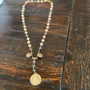 Luxurious VIRGINS SAINTS & ANGELS pearl and gold necklace